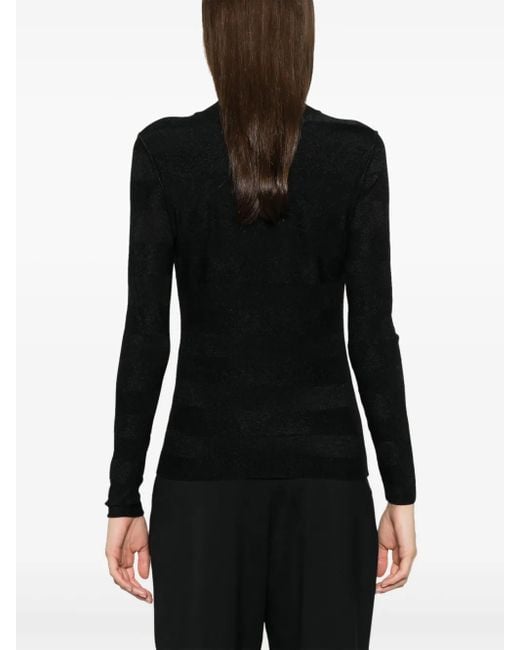Emporio Armani Black Striped Crewneck Sweater