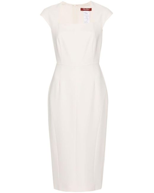 Max Mara White Cap-sleeves Midi Dress