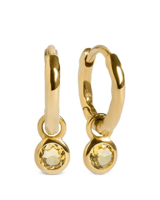 Monica Vinader Metallic Citrine-Pendant Hoop Earrings