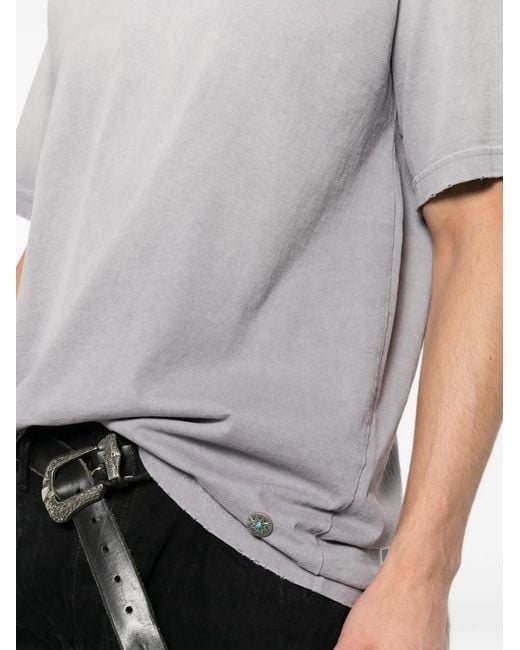 Antik Denim Gray Faded-Effect Raw-Cut T-Shirt for men