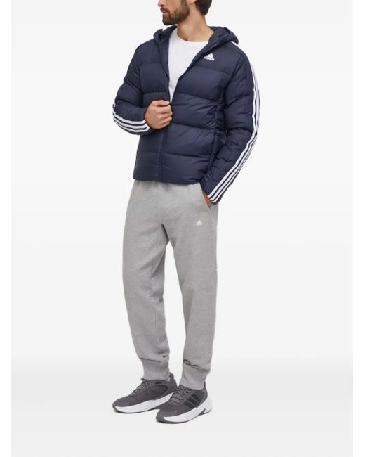 Adidas Blue Three-Stripe Padded Jacket for men