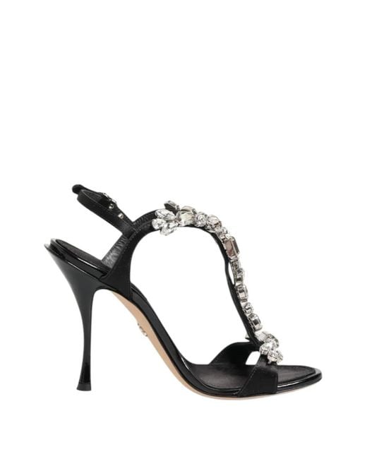 Dolce & Gabbana Black Keira Crystal-Embellished Sandals