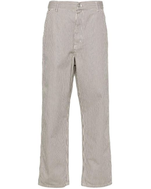 Carhartt Gray Haywood Striped-pattern Cotton Trousers