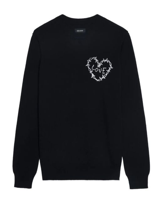 Zadig & Voltaire Blue Heart-Detail Sweater
