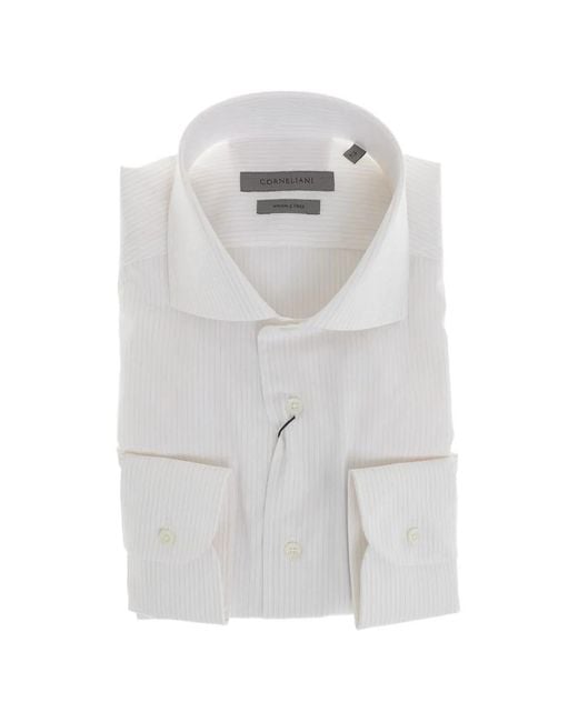 Corneliani White Wrinkle-Free French-Collar Shirt for men
