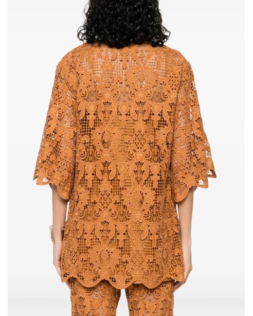 Zimmermann Orange Coco Lace Tunic Top