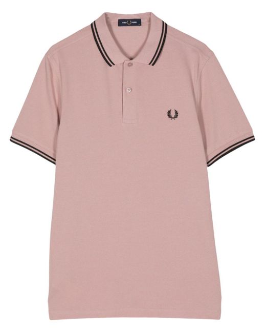 Fred Perry Pink Stripe-detail Cotton Polo Shirt for men