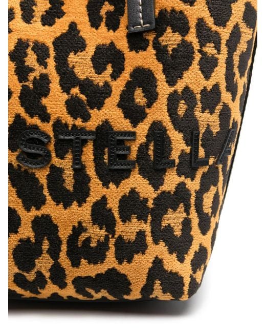Sac Seau À Motif Léopard En Jacquard Stella McCartney en coloris Black
