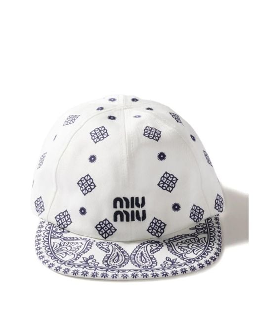Miu Miu Gray Paisley-Print Baseball Cap