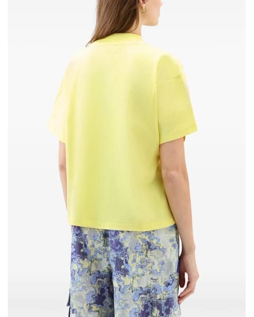 Woolrich Yellow Logo-Print Cotton T-Shirt