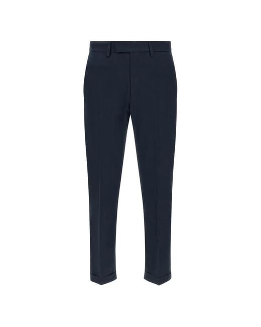 Department 5 Blue Logo-Patch Pleated Trousers for men