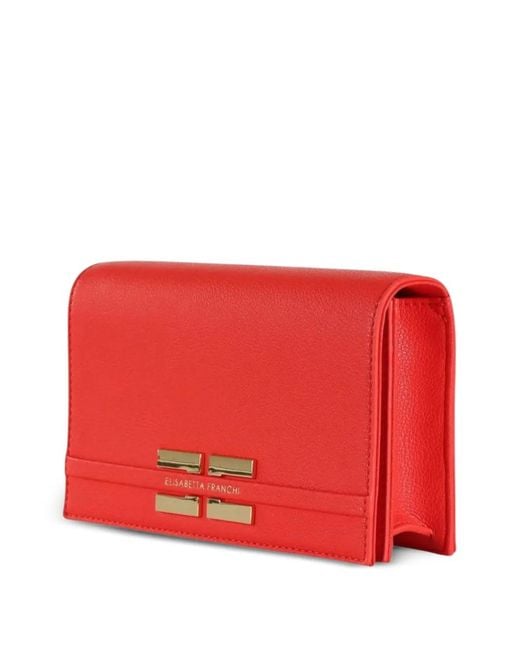 Elisabetta Franchi Red Logo-Plaque Chain-Strap Cross Body Bag