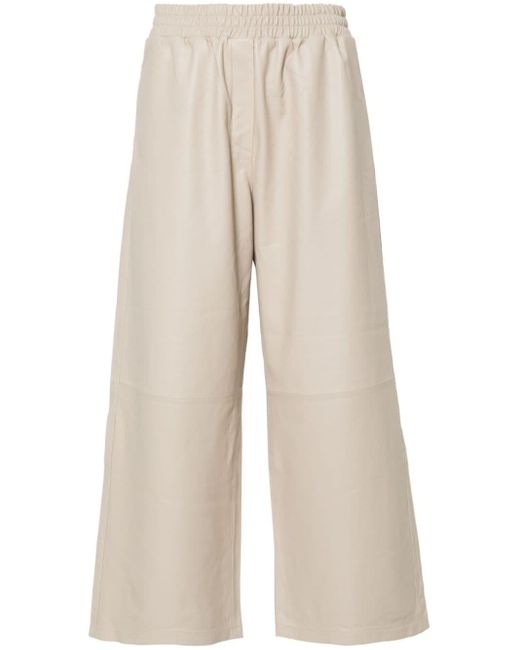 Arma Natural Leather Wide-leg Cropped Trousers