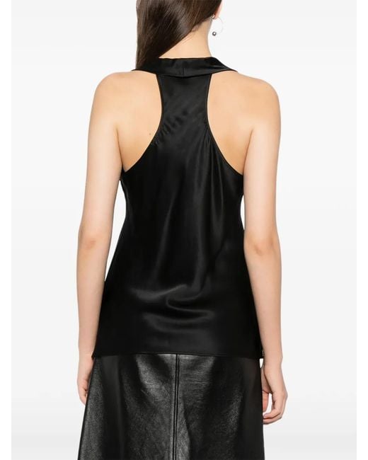 Helmut Lang Black U-Neck Silk Top