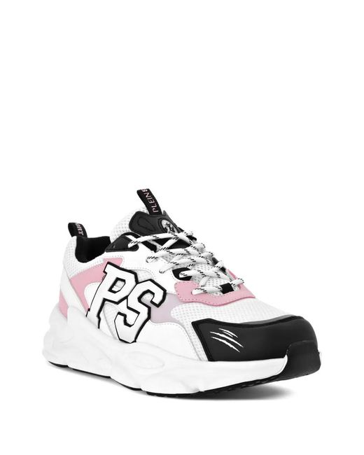 Philipp Plein White Lo-Top Logo-Patch Sneakers