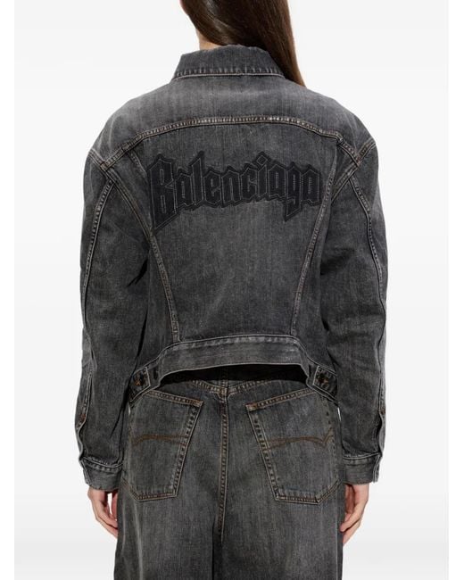 Balenciaga Gray Logo-Embroidered Buttoned Jacket