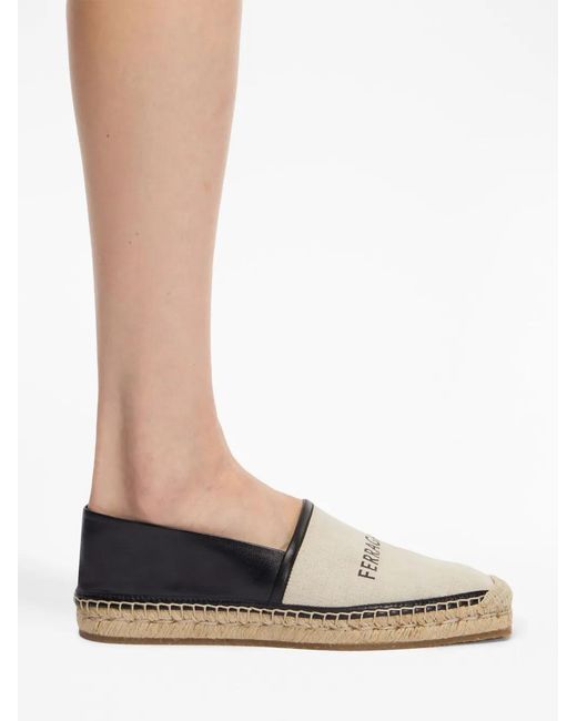 Ferragamo Black Logo-Print Flat Espadrilles