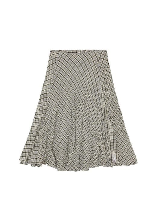 DIESEL Gray Jupe Midi En Seersucker-Effect Check