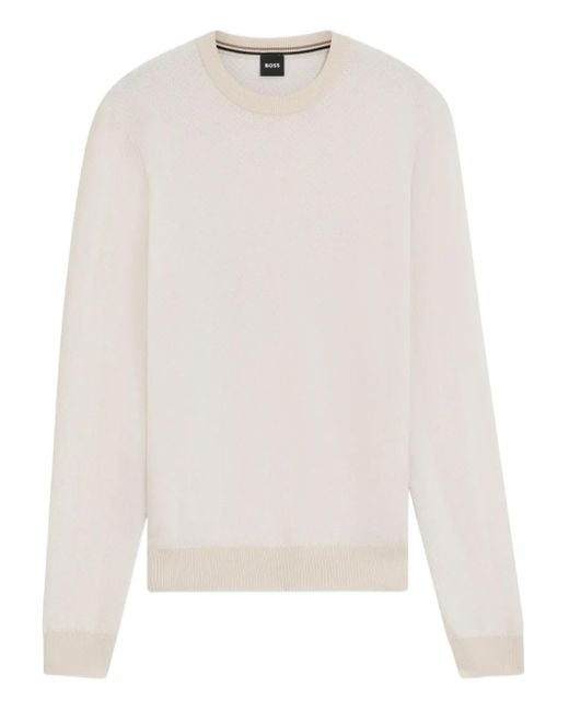 Boss Pullover Mit Fischgrätenmuster in White für Herren