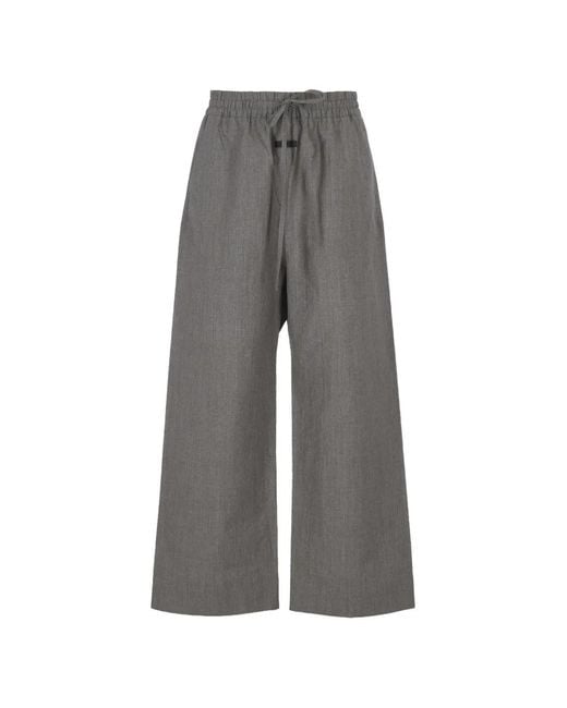 Fear Of God Gray Drawstring-Waist Wide-Leg Trousers for men