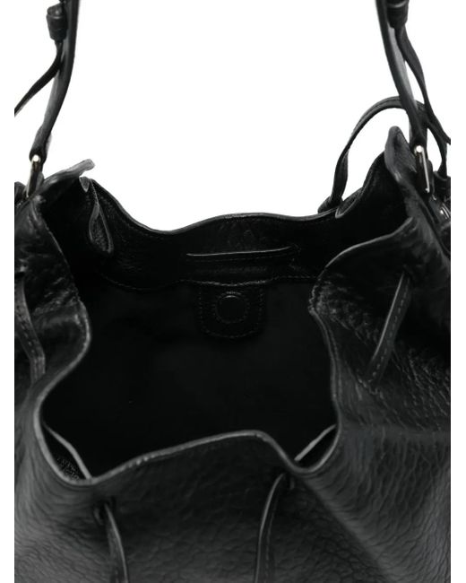 Isabel Marant Black Bolton Drawstring Leather Shoulder Bag