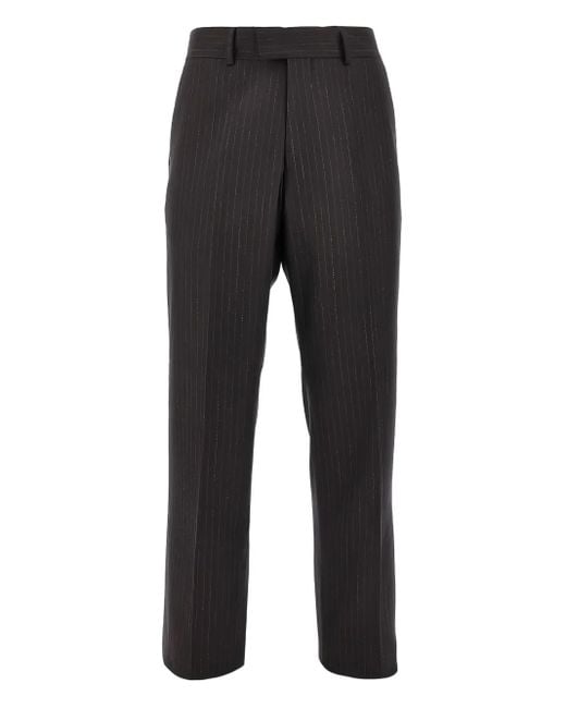 Wax London Black Pinstripe Trousers for men