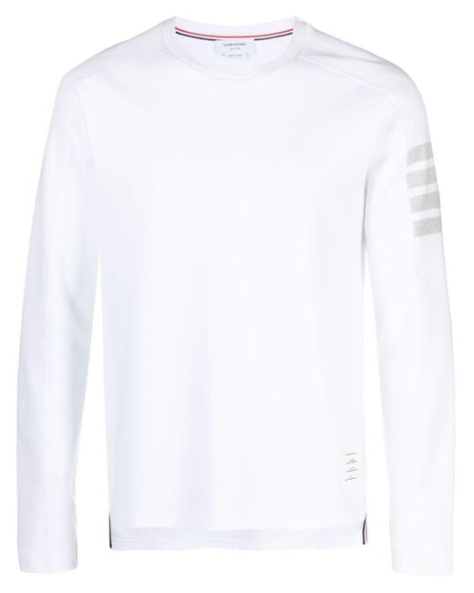 T-shirt a maniche lunghe con dettaglio a 4 righe di Thom Browne in White da Uomo