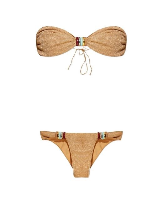 Bikini À Design Doré Oseree en coloris White