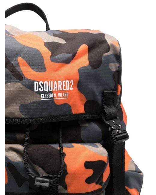 DSquared² Black Ceresio 9 Camouflage-Print Backpack for men
