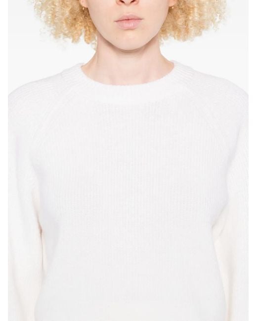 Forte_forte White Ribbed Short-Sleeve Knit Top