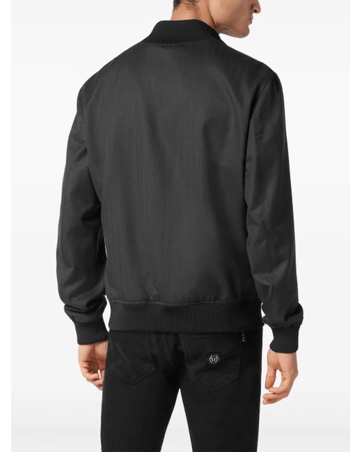 Philipp Plein Black Wool Bomber Jacket for men