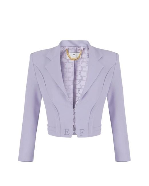 Elisabetta Franchi Purple Crop Blazer