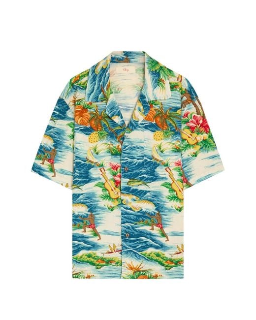 CHERRY LA Blue Graphic-Print Short-Sleeve Shirt for men