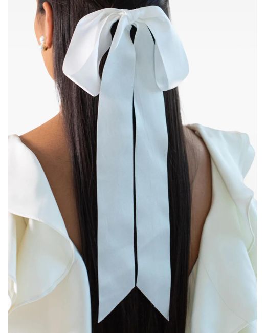 Jennifer Behr White Darla Silk Bow Barrette