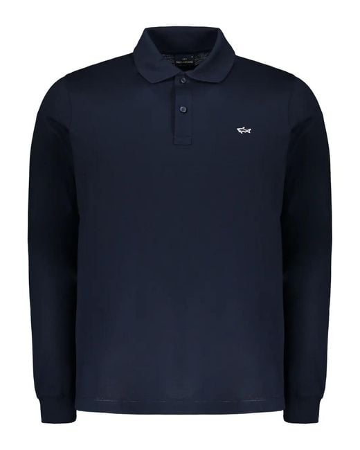 Paul & Shark Blue Long-Sleeve Cotton Polo Shirt for men