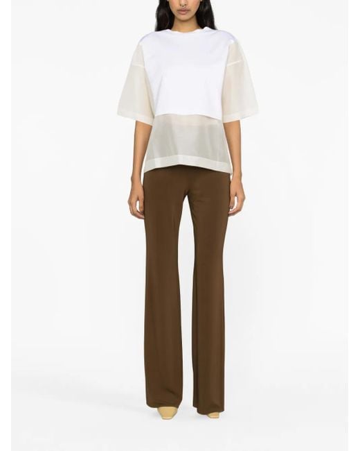 Fabiana Filippi White Semi-Sheer Panelled Cotton T-Shirt