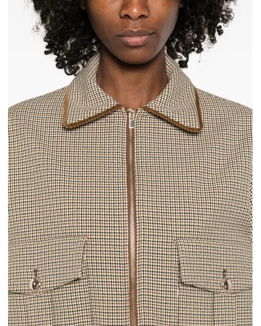 Maje Natural Checked Pockets Bomber Jacket