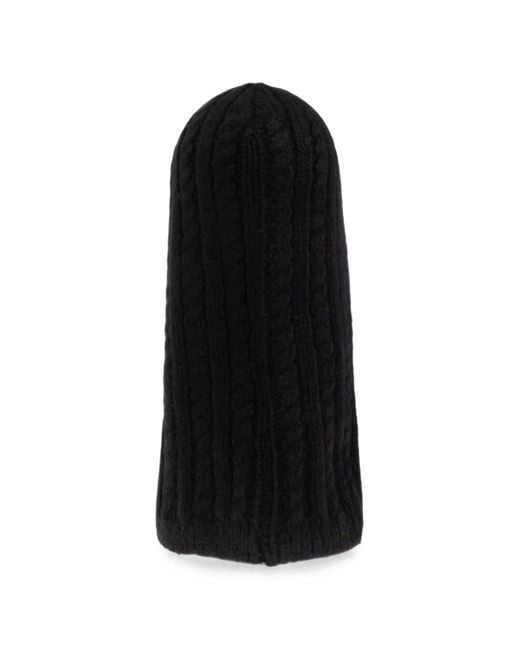 Moncler Black Cable-Knit Logo-Patch Balaclava