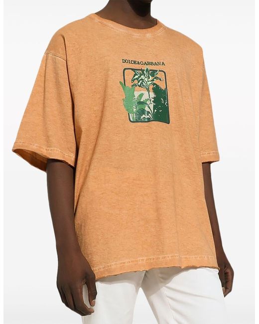 T-shirt con stampa di Dolce & Gabbana in Green da Uomo