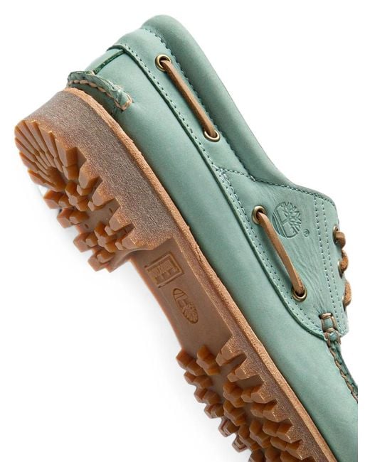 Timberland Green Leather Boat Shoes for men