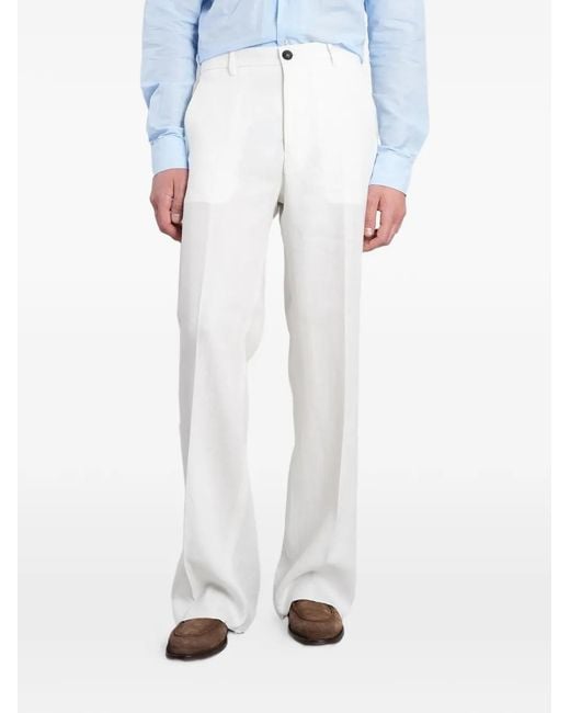 Tagliatore White Pressed-Crease Tailored Trousers for men