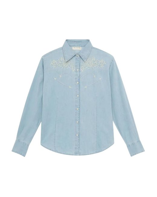 MAISON HOTEL Blue Embroidered Shirt
