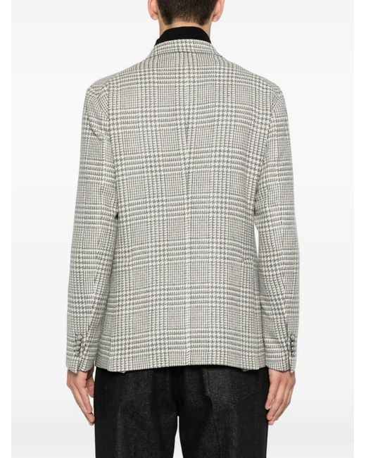 Tagliatore White Double-Breasted Check-Pattern Blazer for men
