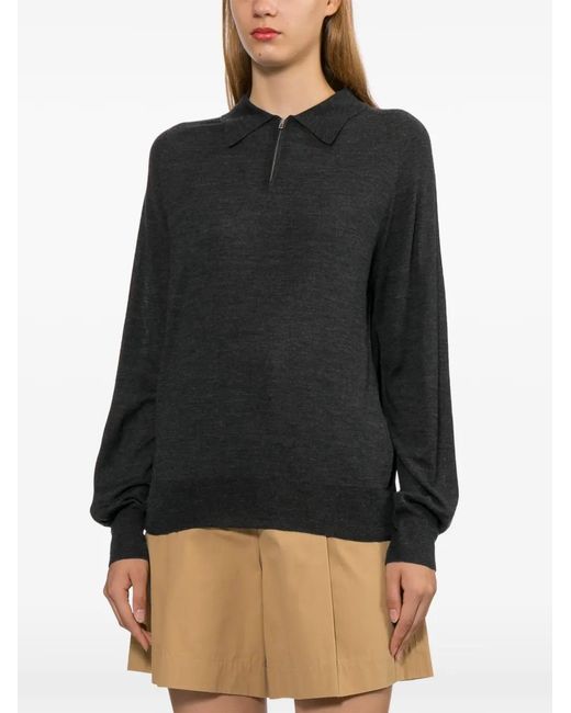 A.P.C. Black Zip-Up Collared Top