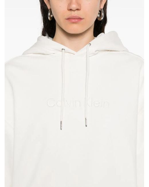 Calvin Klein White Hoodie mit Logo-Stickerei