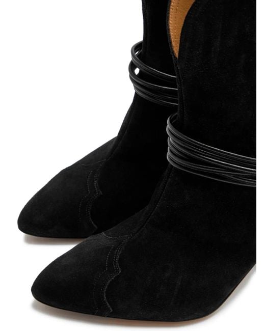 Isabel Marant Black 75Mm Dytho Metallic-Detail Suede Boots
