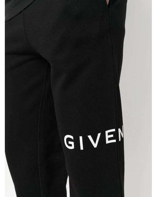 Givenchy Black Logo-Print Cotton Track Trousers for men