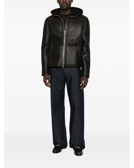 Dondup Black Hooded Shearling Jacket for men
