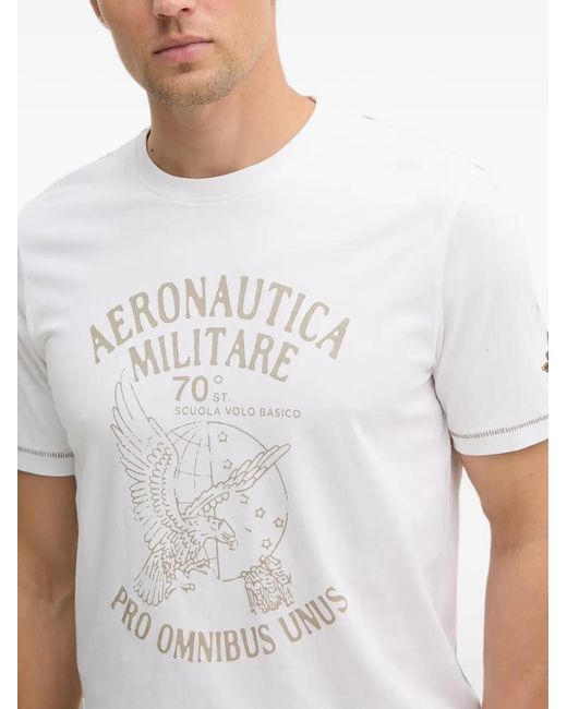 Aeronautica Militare White Graphic-Print T-Shirt for men