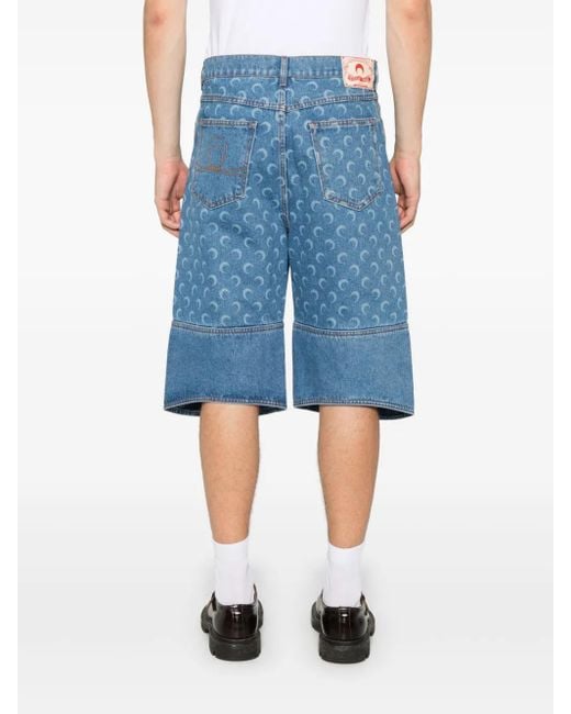 MARINE SERRE Blue Moon Denim Bermuda Shorts for men